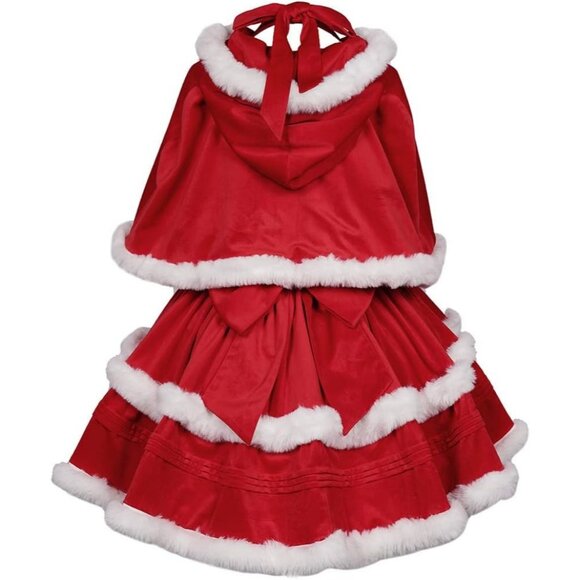 Women’s Christmas Dress with Skirt & Hooded Cloak for Holiday Outfits - Picture 3 of 8